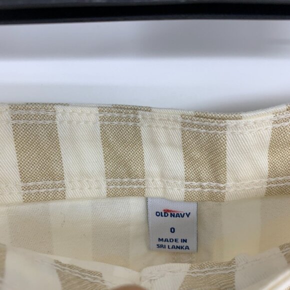 Old Navy Skirt Beige Tan Stripe A Line Pocket Mini Button Front - Picture 4 of 9